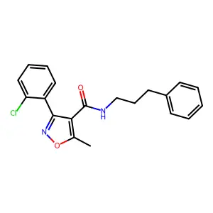 3-(2-chlorophenyl)-5-methyl-N-(3-phenylpropyl)-1,2-oxazole-4-carboxamide structure