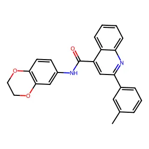 N-(2,3-dihydro-1,4-benzodioxin-6-yl)-2-(3-methylphenyl)-4-quinolinecarboxamide structure