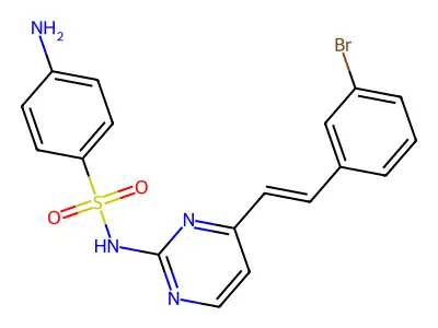 4-amino-N-[4-[(E)-2-(3-bromophenyl)ethenyl]pyrimidin-2-yl]benzenesulfonamide structure