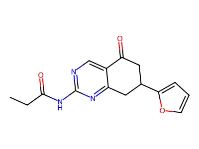 N-[7-(2-Furanyl)-5,6,7,8-tetrahydro-5-oxo-2-quinazolinyl]propanamide structure