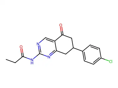 N-[7-(4-chlorophenyl)-5-oxo-7,8-dihydro-6H-quinazolin-2-yl]propanamide structure