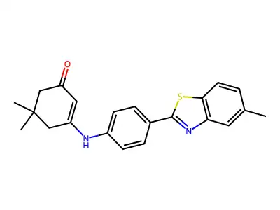 5,5-Dimethyl-3-[4-(5-methyl-1,3-benzothiazol-2-yl)anilino]cyclohex-2-en-1-one structure