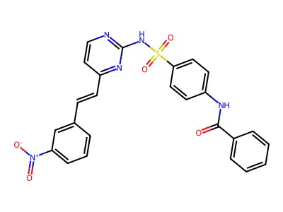 N-[4-[[4-[(E)-2-(3-nitrophenyl)ethenyl]pyrimidin-2-yl]sulfamoyl]phenyl]benzamide structure