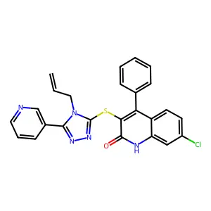 7-chloro-4-phenyl-3-[(4-prop-2-enyl-5-pyridin-3-yl-1,2,4-triazol-3-yl)sulfanyl]-1H-quinolin-2-one structure
