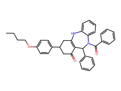 5-benzoyl-9-(4-butoxyphenyl)-6-phenyl-8,9,10,11-tetrahydro-6H-benzo[b][1,4]benzodiazepin-7-one structure