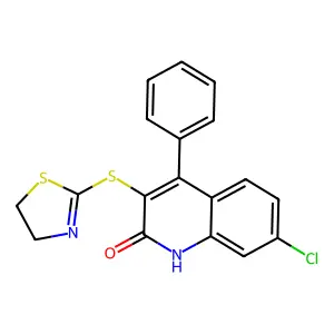 7-Chloro-3-(4,5-dihydro-1,3-thiazol-2-ylsulfanyl)-4-phenyl-2-quinolinol structure
