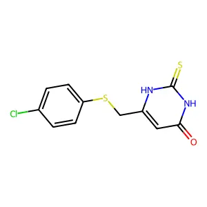6-{[(4-chlorophenyl)thio]methyl}-2-mercaptopyrimidin-4(3H)-one structure