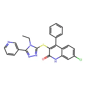 7-chloro-3-[(4-ethyl-5-pyridin-3-yl-1,2,4-triazol-3-yl)sulfanyl]-4-phenyl-1H-quinolin-2-one structure