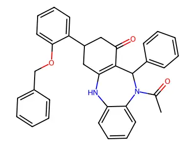 5-acetyl-6-phenyl-9-(2-phenylmethoxyphenyl)-8,9,10,11-tetrahydro-6H-benzo[b][1,4]benzodiazepin-7-one structure