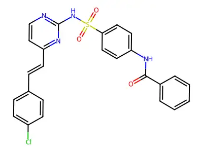 N-[4-[[4-[(E)-2-(4-chlorophenyl)ethenyl]pyrimidin-2-yl]sulfamoyl]phenyl]benzamide structure