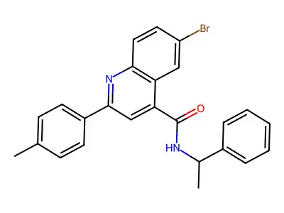 6-bromo-2-(4-methylphenyl)-N-(1-phenylethyl)-4-quinolinecarboxamide structure
