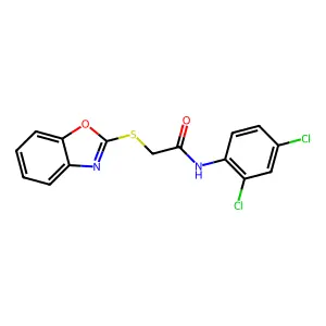 2-(1,3-benzoxazol-2-ylsulfanyl)-N-(2,4-dichlorophenyl)acetamide structure