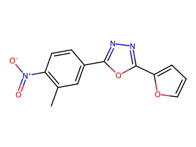 2-(Furan-2-yl)-5-(3-methyl-4-nitrophenyl)-1,3,4-oxadiazole structure