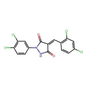 (4E)-1-(3,4-dichlorophenyl)-4-[(2,4-dichlorophenyl)methylidene]pyrazolidine-3,5-dione structure