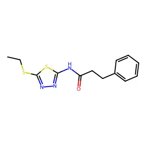 N-[5-(ethylsulfanyl)-1,3,4-thiadiazol-2-yl]-3-phenylpropanamide structure