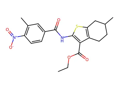 ethyl 2-({4-nitro-3-methylbenzoyl}amino)-6-methyl-4,5,6,7-tetrahydro-1-benzothiophene-3-carboxylate structure