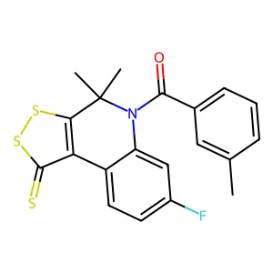(7-fluoro-4,4-dimethyl-1-sulfanylidenedithiolo[3,4-c]quinolin-5-yl)-(3-methylphenyl)methanone structure