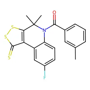 8-fluoro-4,4-dimethyl-5-(3-methylbenzoyl)-4,5-dihydro-1H-[1,2]dithiolo[3,4-c]quinoline-1-thione structure