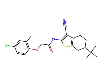 N-(6-tert-butyl-3-cyano-4,5,6,7-tetrahydro-1-benzothien-2-yl)-2-(4-chloro-2-methylphenoxy)acetamide structure