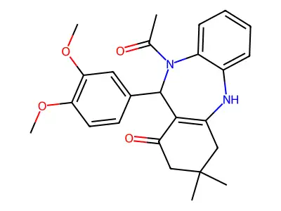 5-acetyl-6-(3,4-dimethoxyphenyl)-9,9-dimethyl-6,8,10,11-tetrahydrobenzo[b][1,4]benzodiazepin-7-one structure