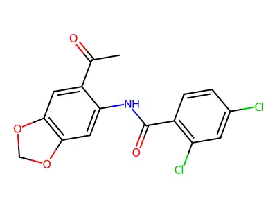N-(6-acetyl-1,3-benzodioxol-5-yl)-2,4-dichlorobenzamide structure