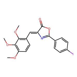 2-(4-iodophenyl)-4-(2,3,4-trimethoxybenzylidene)-1,3-oxazol-5(4H)-one structure