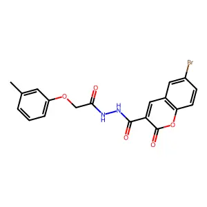 6-bromo-N'-[(3-methylphenoxy)acetyl]-2-oxo-2H-chromene-3-carbohydrazide structure