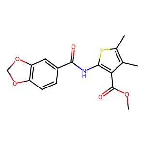 Methyl 2-(1,3-benzodioxole-5-carbonylamino)-4,5-dimethylthiophene-3-carboxylate structure