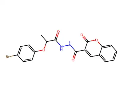 N'-[2-(4-bromophenoxy)propanoyl]-2-oxochromene-3-carbohydrazide structure