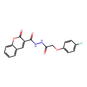 N'-[(4-fluorophenoxy)acetyl]-2-oxo-2H-chromene-3-carbohydrazide structure