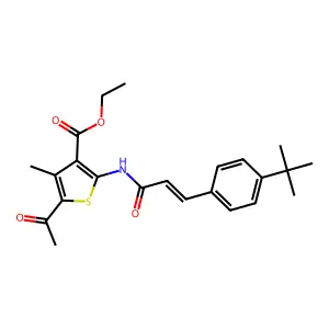 ethyl 5-acetyl-2-[[(E)-3-(4-tert-butylphenyl)prop-2-enoyl]amino]-4-methylthiophene-3-carboxylate structure