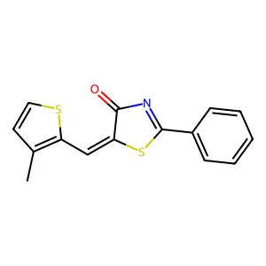 (Z)-5-((3-methylthiophen-2-yl)methylene)-2-phenylthiazol-4(5H)-one structure