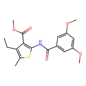 Methyl 2-[(3,5-dimethoxybenzoyl)amino]-4-ethyl-5-methyl-3-thiophenecarboxylate structure