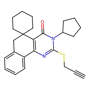 3-cyclopentyl-2-prop-2-ynylsulfanylspiro[6H-benzo[h]quinazoline-5,1'-cyclohexane]-4-one structure