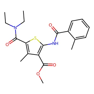 methyl 5-(diethylcarbamoyl)-4-methyl-2-[(2-methylbenzoyl)amino]thiophene-3-carboxylate structure