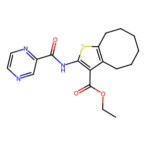 ethyl 2-(pyrazine-2-carbonylamino)-4,5,6,7,8,9-hexahydrocycloocta[b]thiophene-3-carboxylate structure
