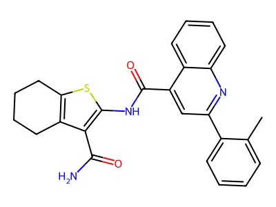 N-(3-carbamoyl-4,5,6,7-tetrahydro-1-benzothiophen-2-yl)-2-(2-methylphenyl)quinoline-4-carboxamide structure
