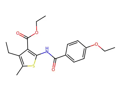 Ethyl 2-[(4-ethoxybenzoyl)amino]-4-ethyl-5-methyl-3-thiophenecarboxylate structure
