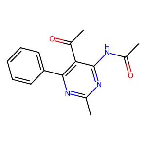 N-(5-acetyl-2-methyl-6-phenylpyrimidin-4-yl)acetamide structure
