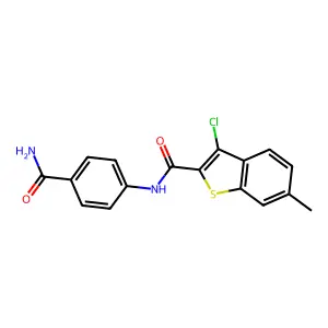 N-(4-carbamoylphenyl)-3-chloro-6-methyl-1-benzothiophene-2-carboxamide structure