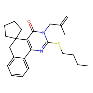2-(butylsulfanyl)-3-(2-methyl-2-propenyl)-5,6-dihydrospiro(benzo[h]quinazoline-5,1'-cyclopentane)-4(3H)-one structure