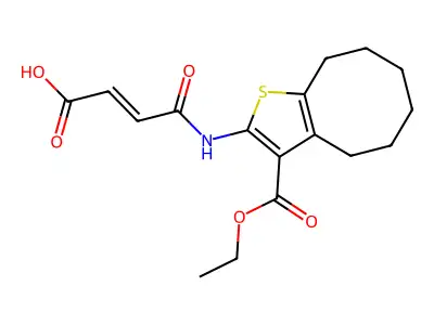 (2E)-4-{[3-(ethoxycarbonyl)-4,5,6,7,8,9-hexahydrocycloocta[b]thiophen-2-yl]amino}-4-oxobut-2-enoic acid structure