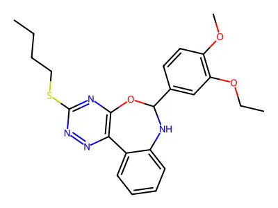 3-(butylsulfanyl)-6-(3-ethoxy-4-methoxyphenyl)-6,7-dihydro[1,2,4]triazino[5,6-d][3,1]benzoxazepine structure