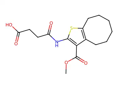 4-((3-(methoxycarbonyl)-4,5,6,7,8,9-hexahydrocycloocta[b]thiophen-2-yl)amino)-4-oxobutanoic acid structure