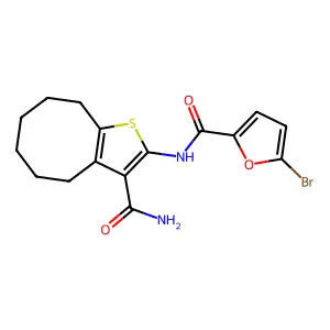 5-bromo-N-(3-carbamoyl-4,5,6,7,8,9-hexahydrocycloocta[b]thiophen-2-yl)furan-2-carboxamide structure