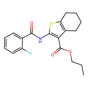 propyl 2-[(2-fluorobenzoyl)amino]-4,5,6,7-tetrahydro-1-benzothiophene-3-carboxylate structure