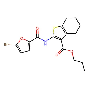 propyl 2-[(5-bromofuran-2-carbonyl)amino]-4,5,6,7-tetrahydro-1-benzothiophene-3-carboxylate structure
