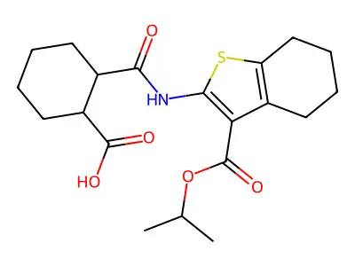 2-({[3-(isopropoxycarbonyl)-4,5,6,7-tetrahydro-1-benzothien-2-yl]amino}carbonyl)cyclohexanecarboxylic acid structure