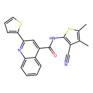 N-(3-cyano-4,5-dimethyl-2-thienyl)-2-(2-thienyl)-4-quinolinecarboxamide structure