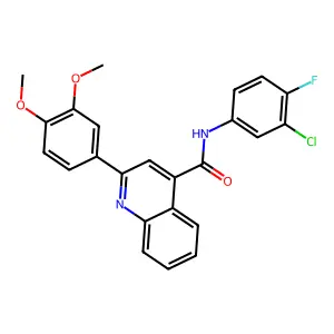 N-(3-chloro-4-fluorophenyl)-2-(3,4-dimethoxyphenyl)quinoline-4-carboxamide structure